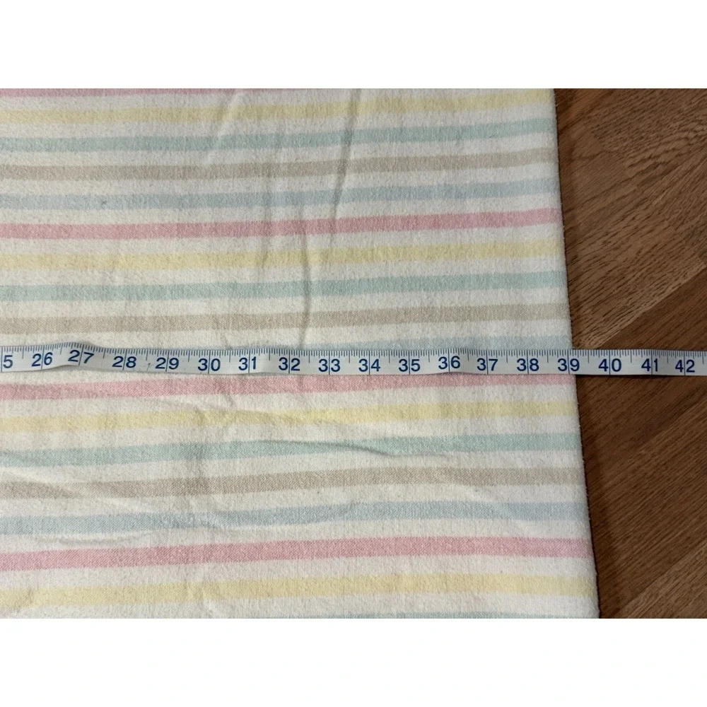 Vintage Cotton Pastel Stripe Blanket Satin Nylon Trim 78